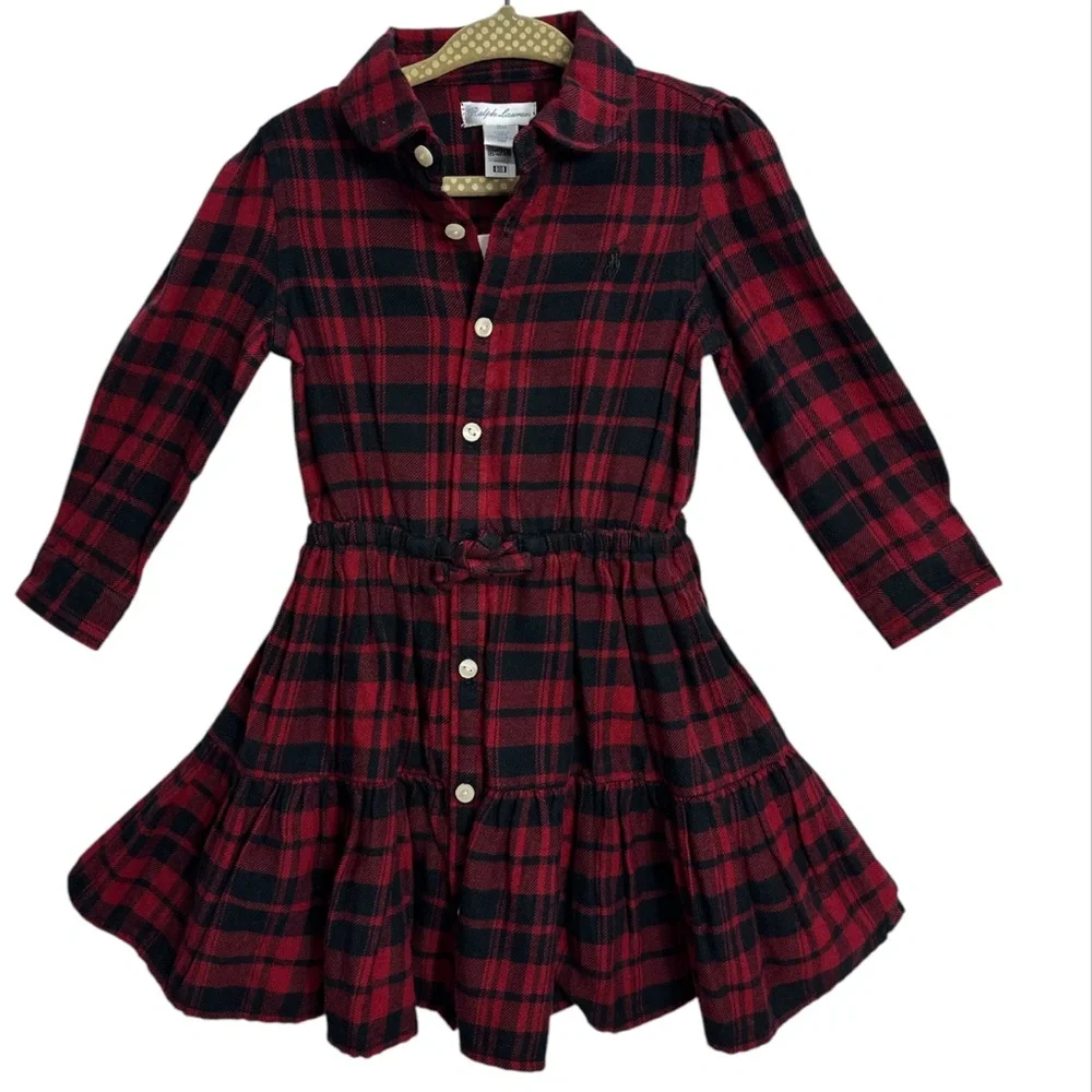 RALPH LAUREN Baby Girls Plaid Cotton Twill Shirtdress SIZE‎ 18months